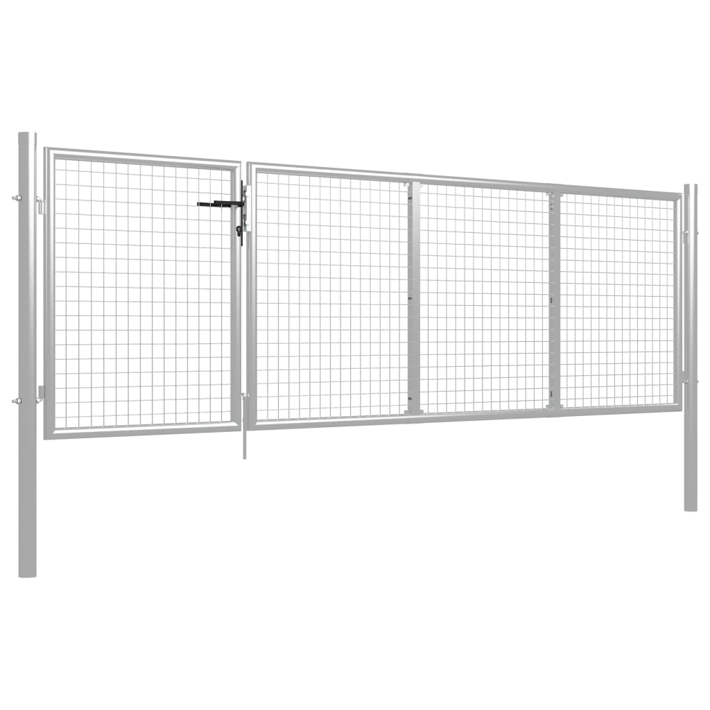 vidaXL Zahradní plotová brána ocel 350 x 75 cm stříbrná