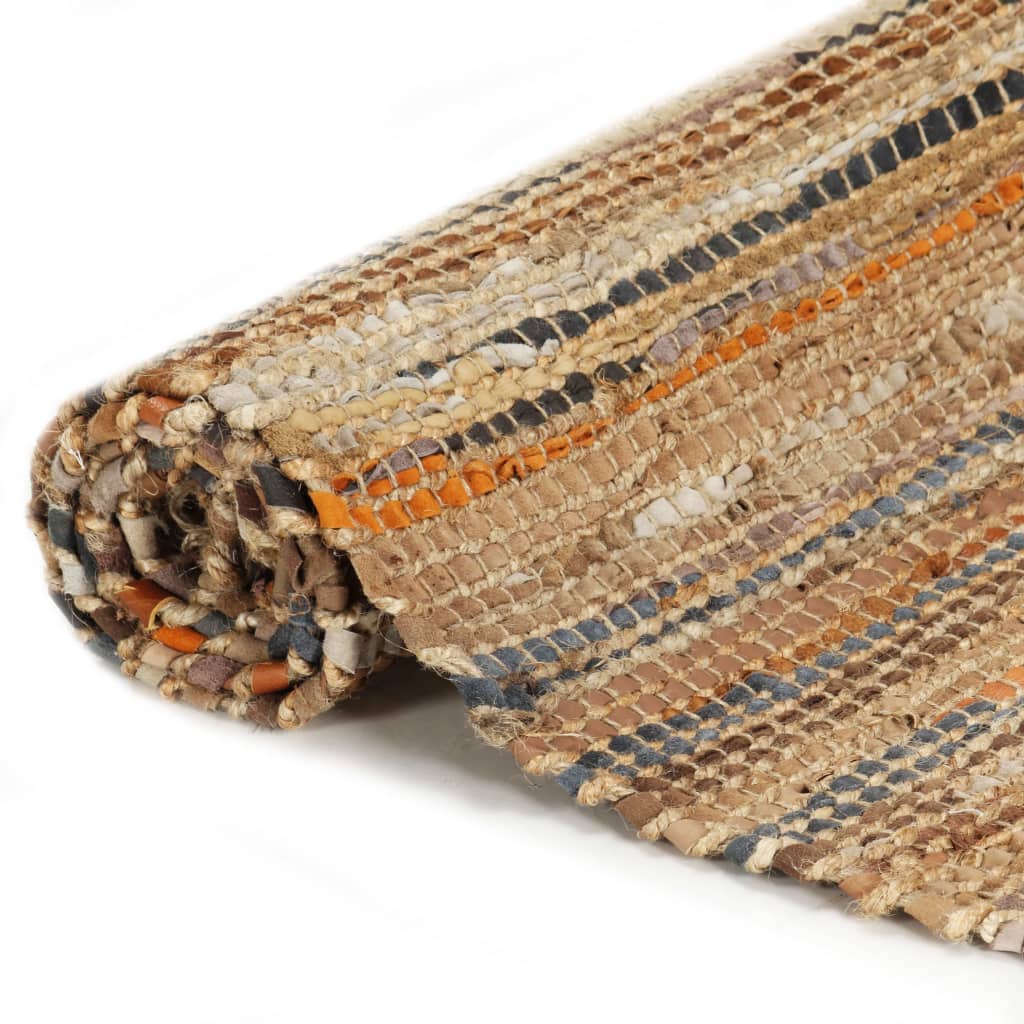 vidaXL Ručně tkaný koberec Chindi kůže juta 160 x 230 cm bronzový