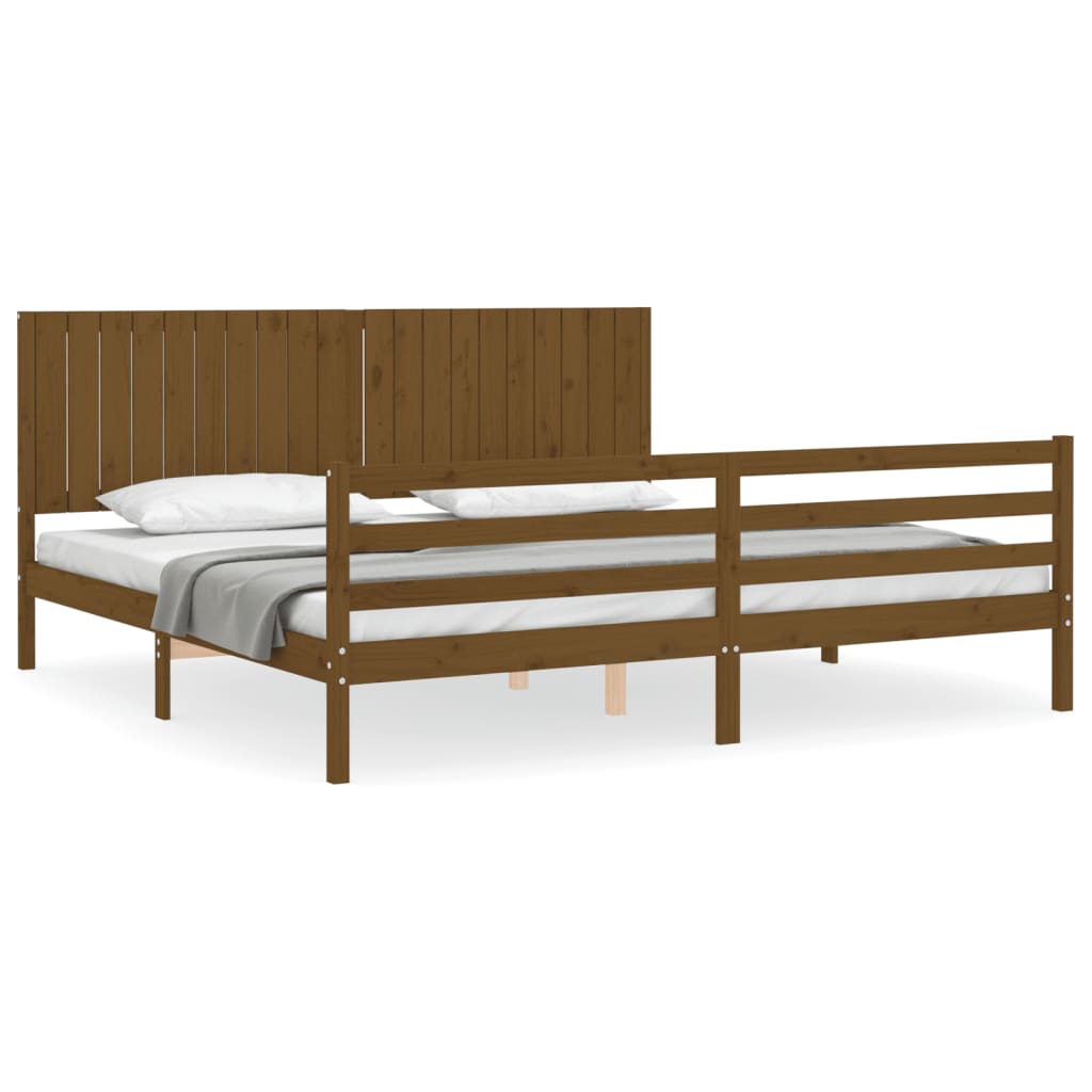vidaXL Rám postele s čelem medově hnědý 200 x 200 cm masivní dřevo