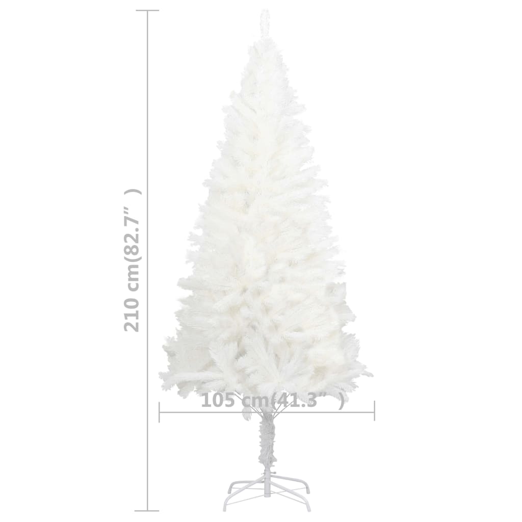 vidaXL Umělý vánoční stromek s LED osvětlením bílý 210 cm