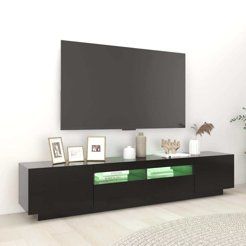 vidaXL TV skříňka s LED osvětlením černá 200 x 35 x 40 cm