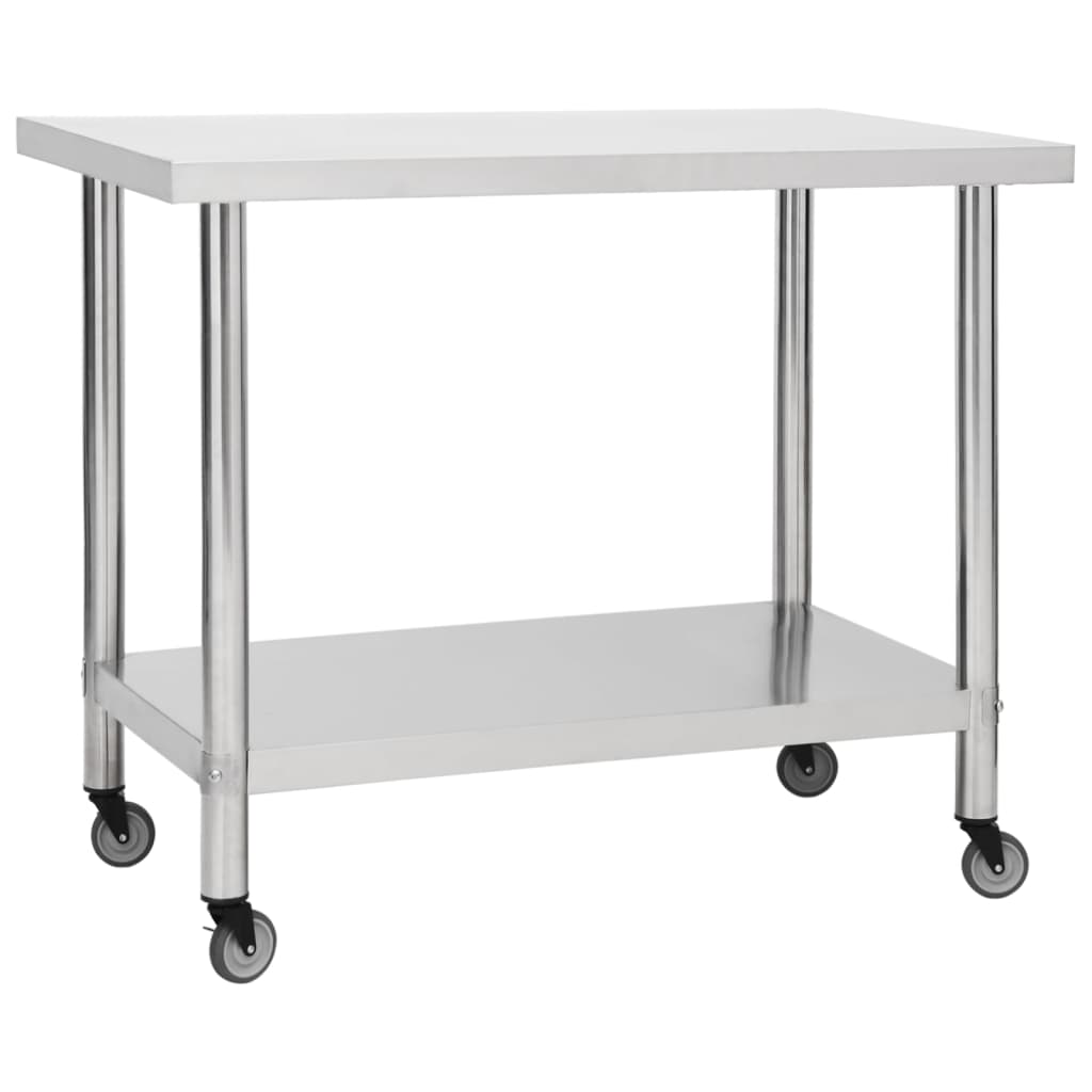 vidaXL Kuchyňský pracovní stůl s kolečky 100x60x85 cm nerezová ocel