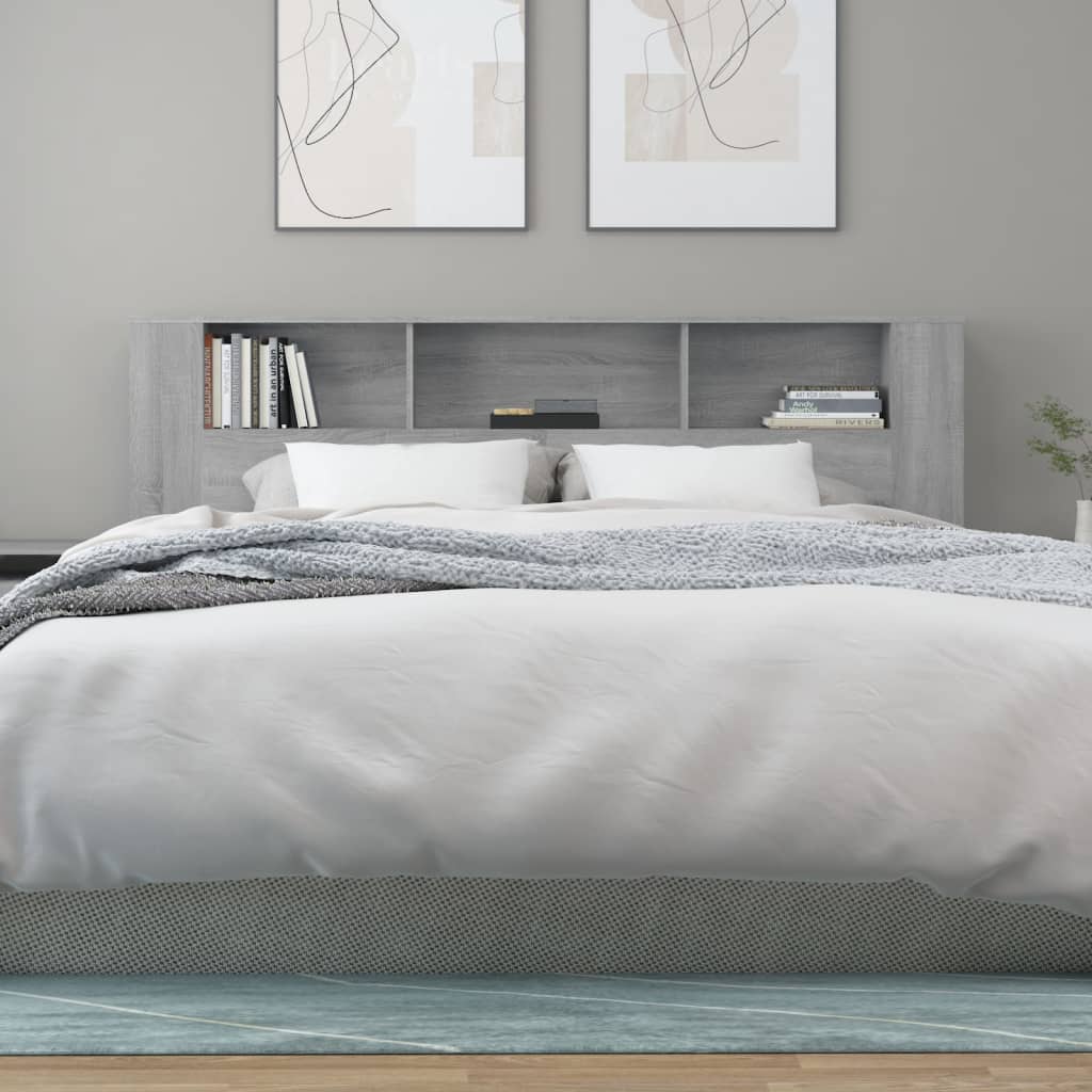 vidaXL Čelo postele s úložným prostorem šedé sonoma 200x18,5x104,5 cm