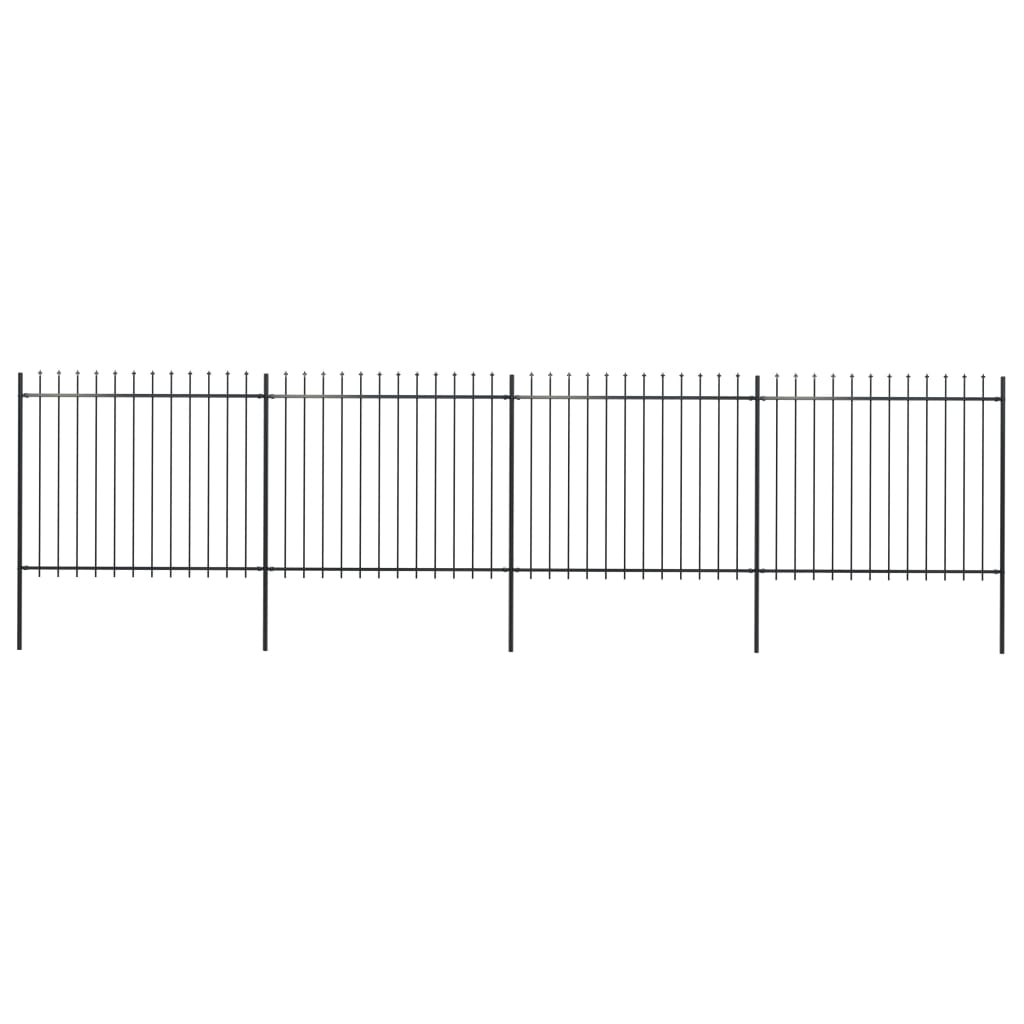vidaXL Zahradní plot s hroty ocelový 6,8 x 1,5 m černý