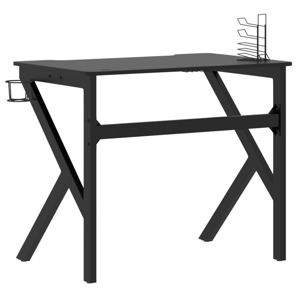 vidaXL Herní stůl s nohami ve tvaru K černý 90 x 60 x 75 cm