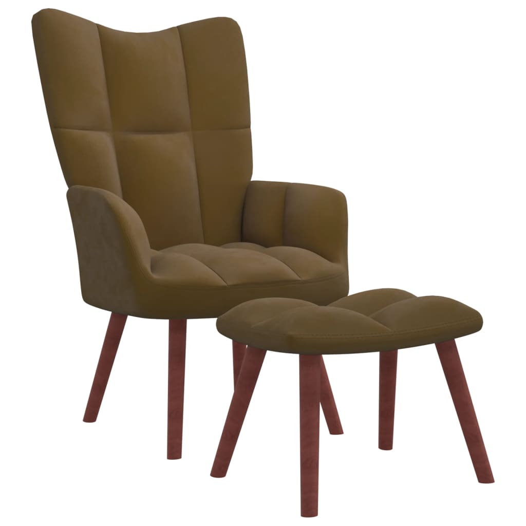 vidaXL Relaxační křeslo se stoličkou hnědé samet