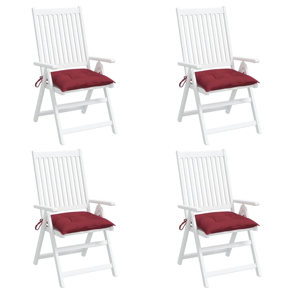 vidaXL Podušky na židli 4 ks vínové 40 x 40 x 7 cm látka oxford