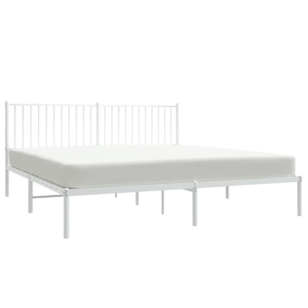 vidaXL Kovový rám postele s čelem bílý 180 x 200 cm