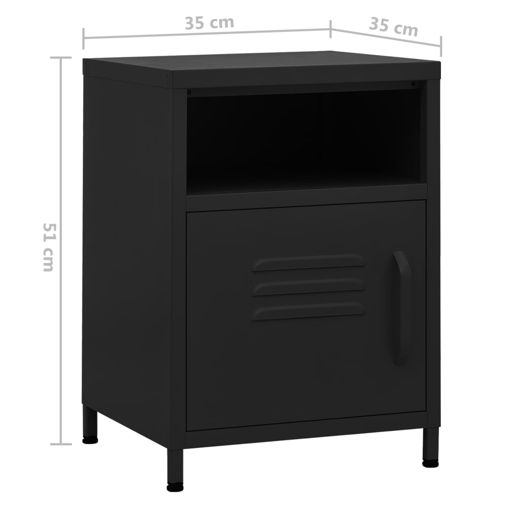 vidaXL Noční stolek černý 35 x 35 x 51 cm ocel