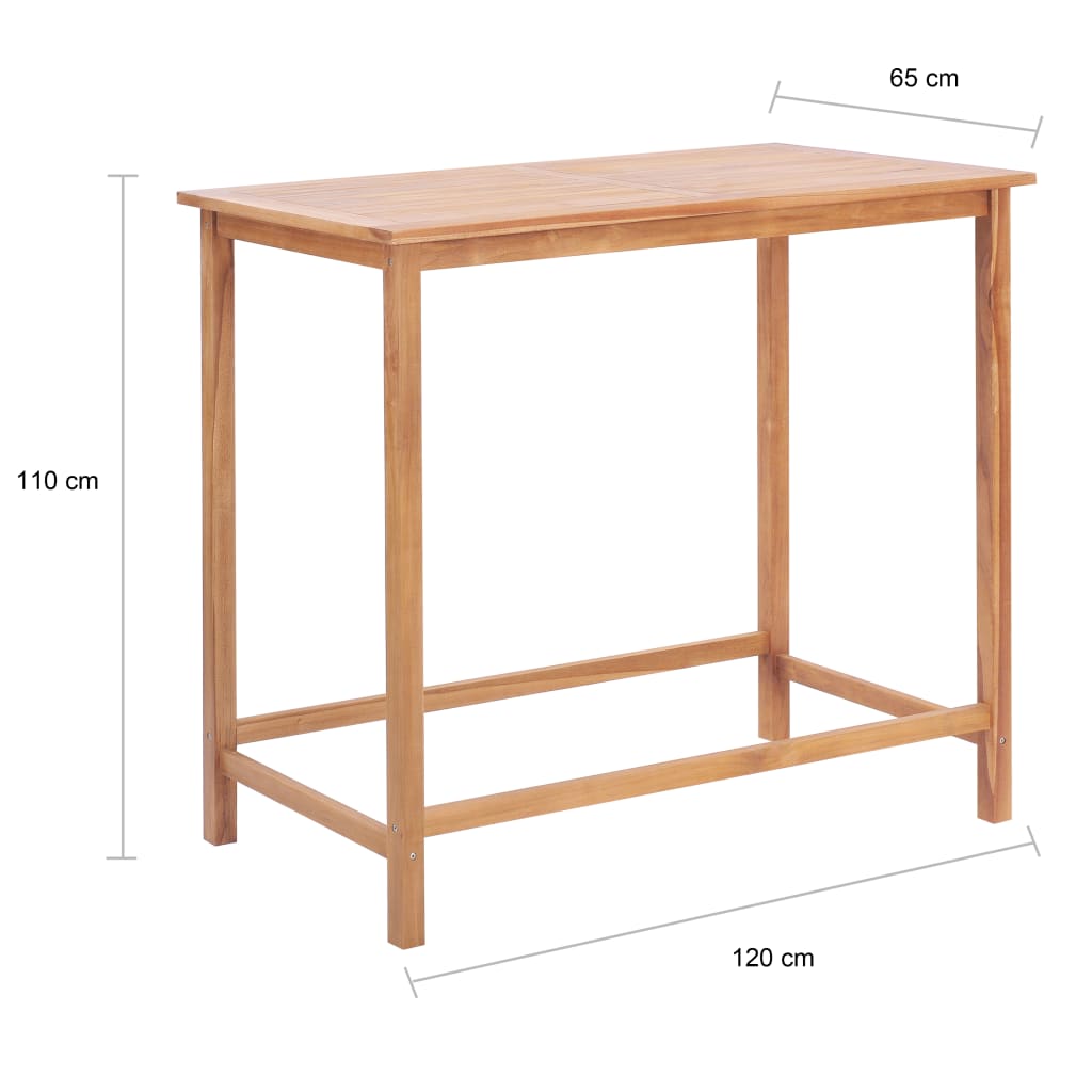 vidaXL Zahradní barový stůl 120 x 65 x 110 cm masivní teakové dřevo