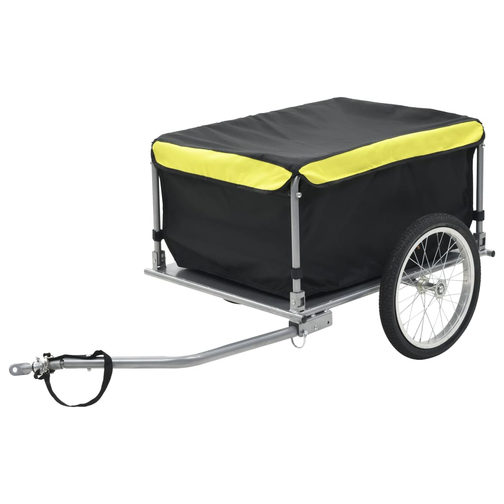 vidaXL Vozík za kolo černý a žlutý 65 kg