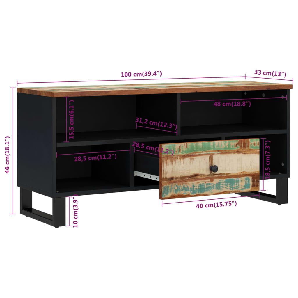 vidaXL TV skříňka 100x33x46 cm masivní recyklované a kompozitní dřevo