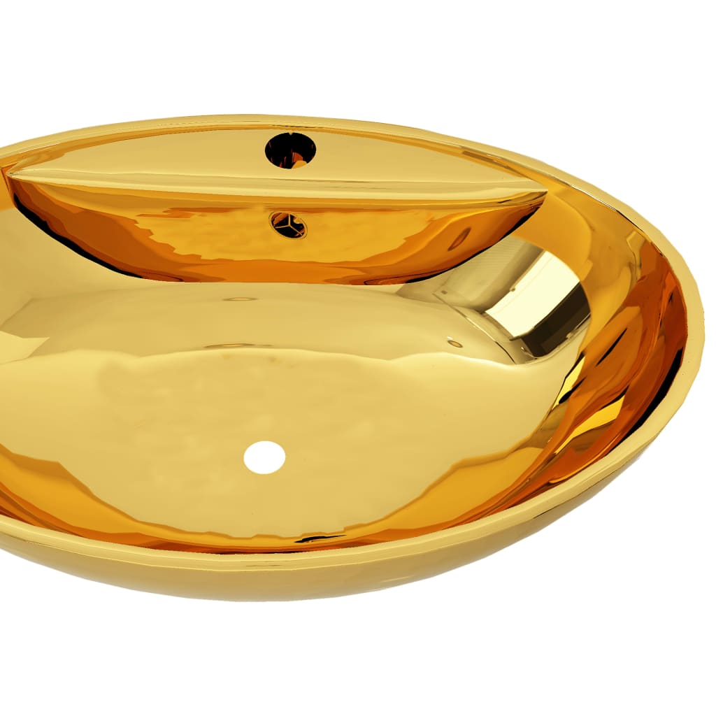 vidaXL Umyvadlo s přepadem zlaté 58,5 x 39 x 21 cm keramika