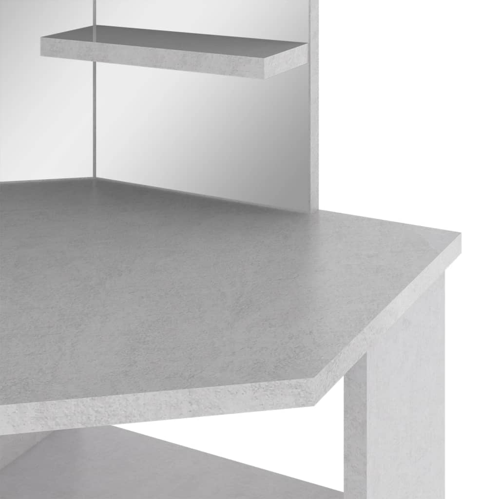 vidaXL Rohový toaletní stolek s LED betonově šedý 111 x 54 x 141,5 cm