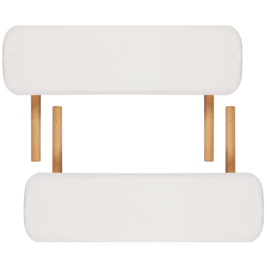 vidaXL Krémově bílý skládací masážní stůl se 3 zónami a dřevěným rámem