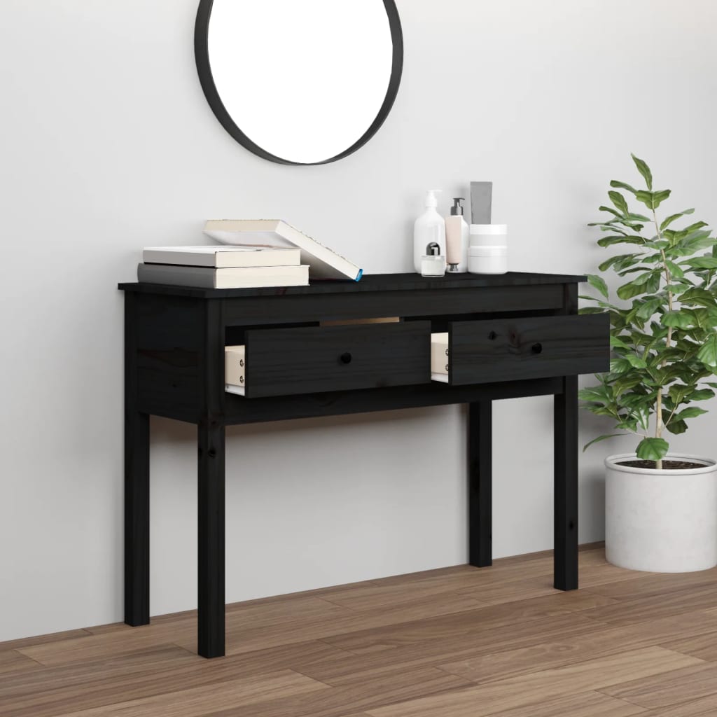 vidaXL Konzolový stolek černý 100 x 35 x 75 cm masivní borové dřevo