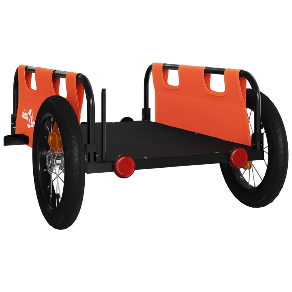 vidaXL Vozík za kolo oranžový oxfordská tkanina a železo