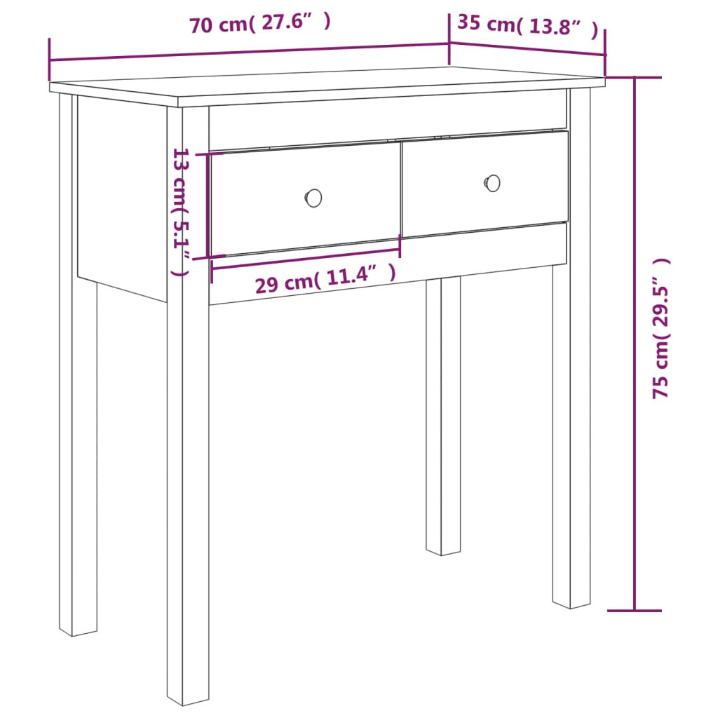 vidaXL Konzolový stolek medově hnědý 70x35x75 cm masivní borové dřevo