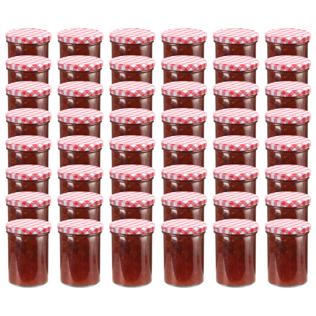 vidaXL Zavařovací sklenice s bíločervenými víčky 48 ks 400 ml