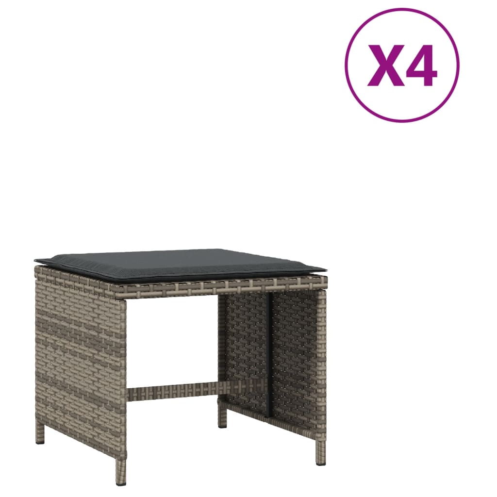 vidaXL Zahradní stoličky s poduškami 4 ks šedé 41x41x36 cm polyratan