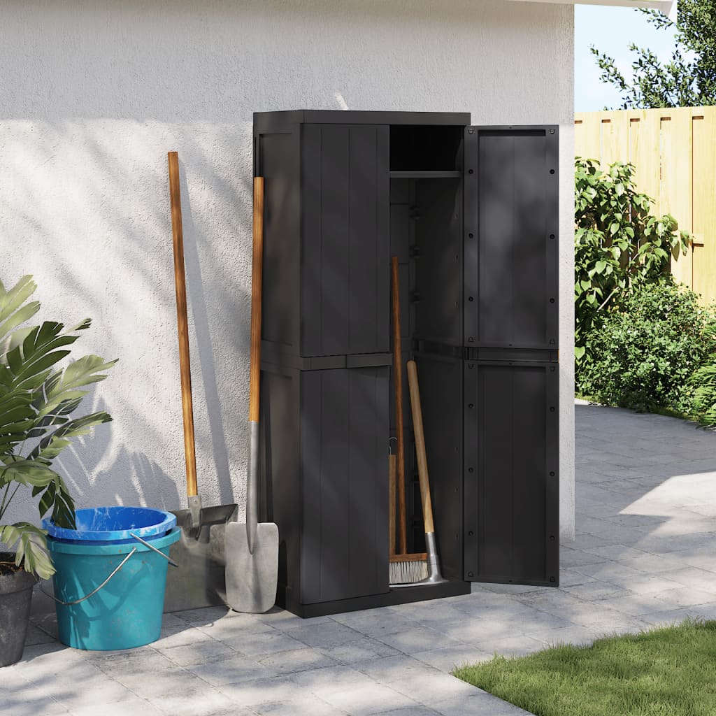 vidaXL Zahradní úložná skříň černá 65 x 37 x 165 cm PP