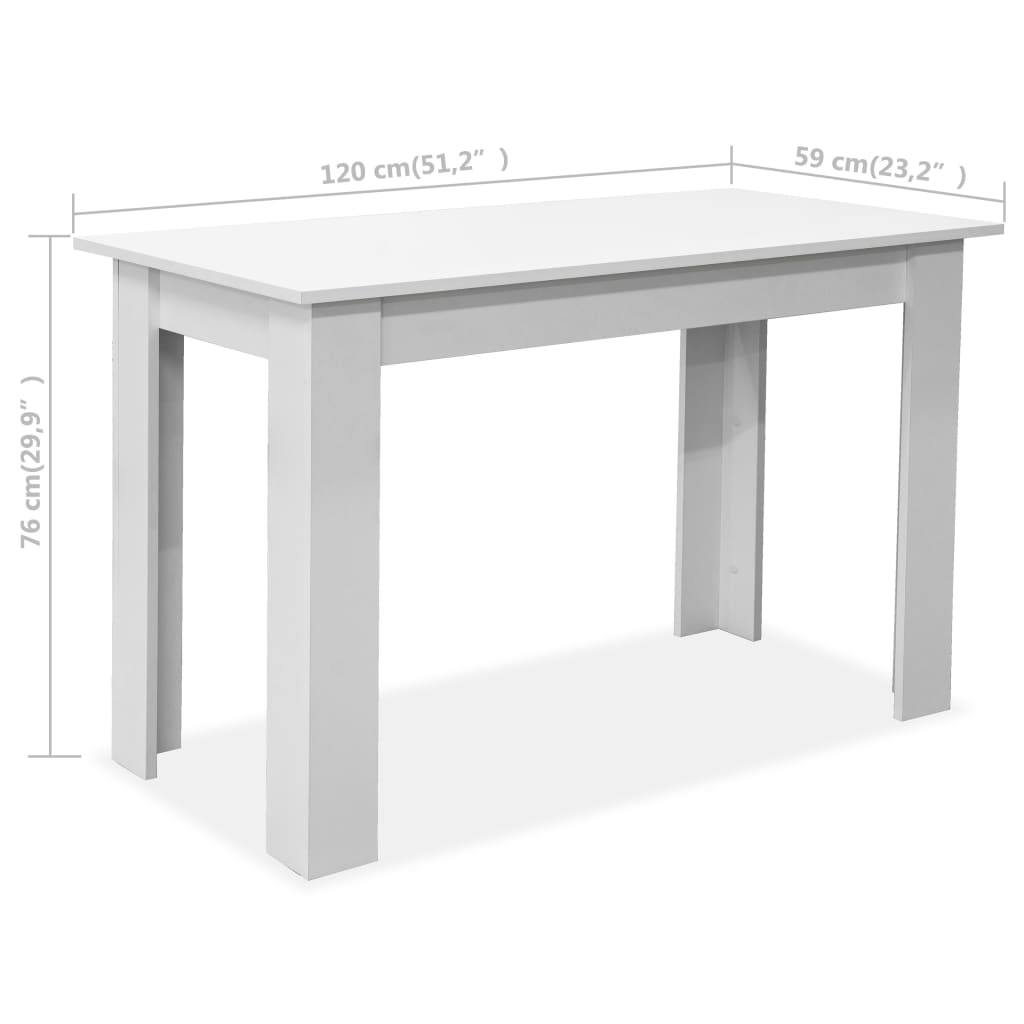vidaXL Jídelní stůl a lavice 3 kusy dřevotříska bílá