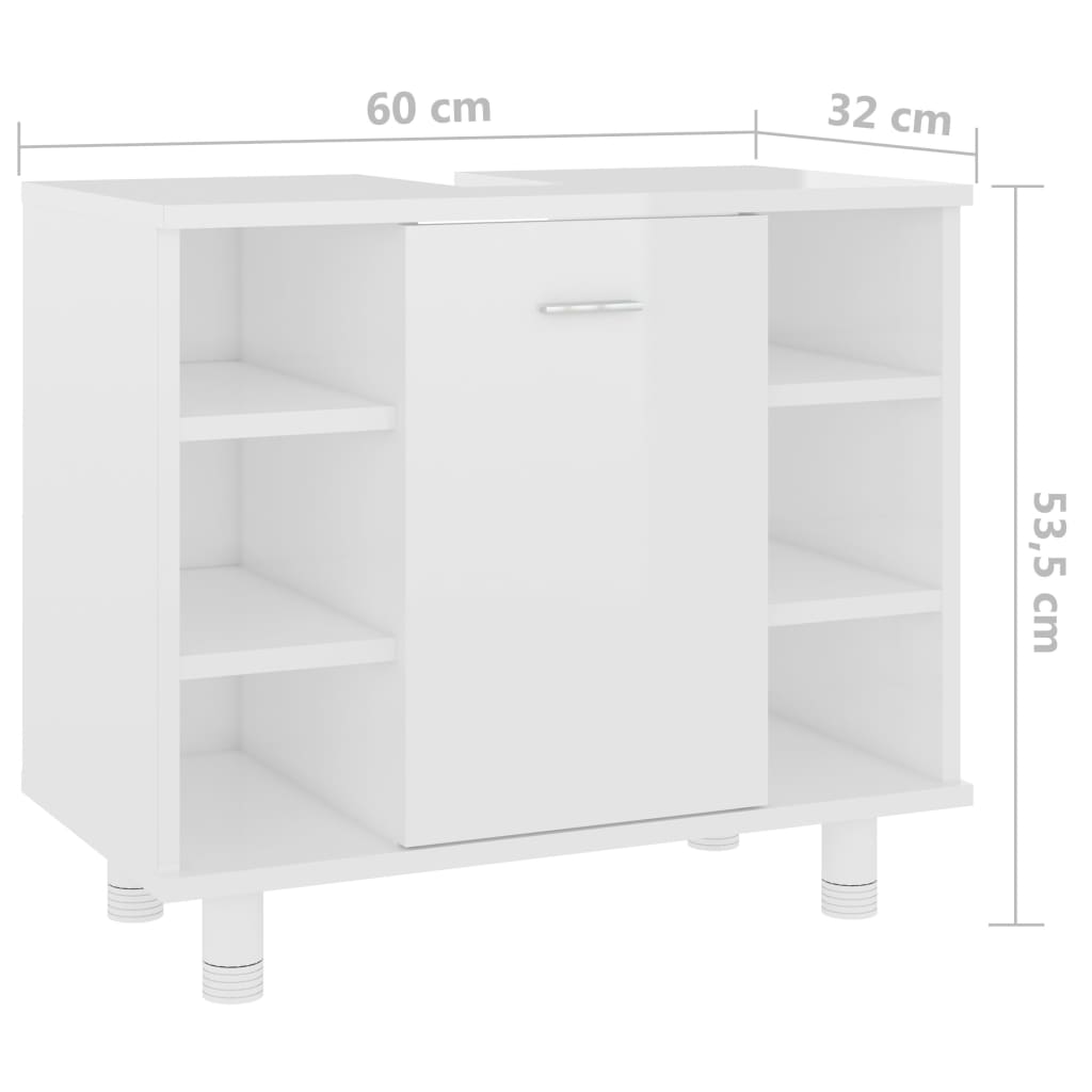 vidaXL 4dílný set koupelnového nábytku bílý vysoký lesk dřevotříska