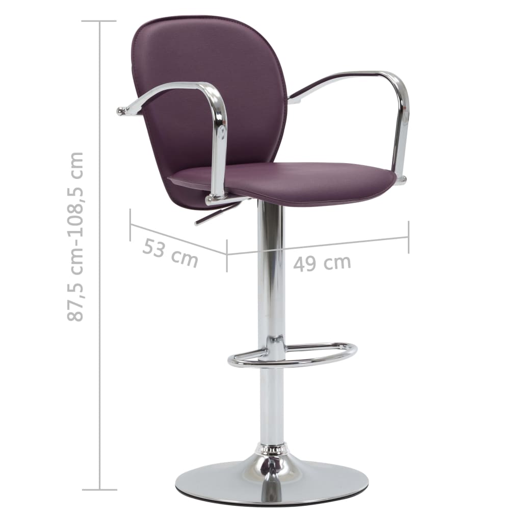 vidaXL Barové stoličky s područkami 2 ks fialové umělá kůže