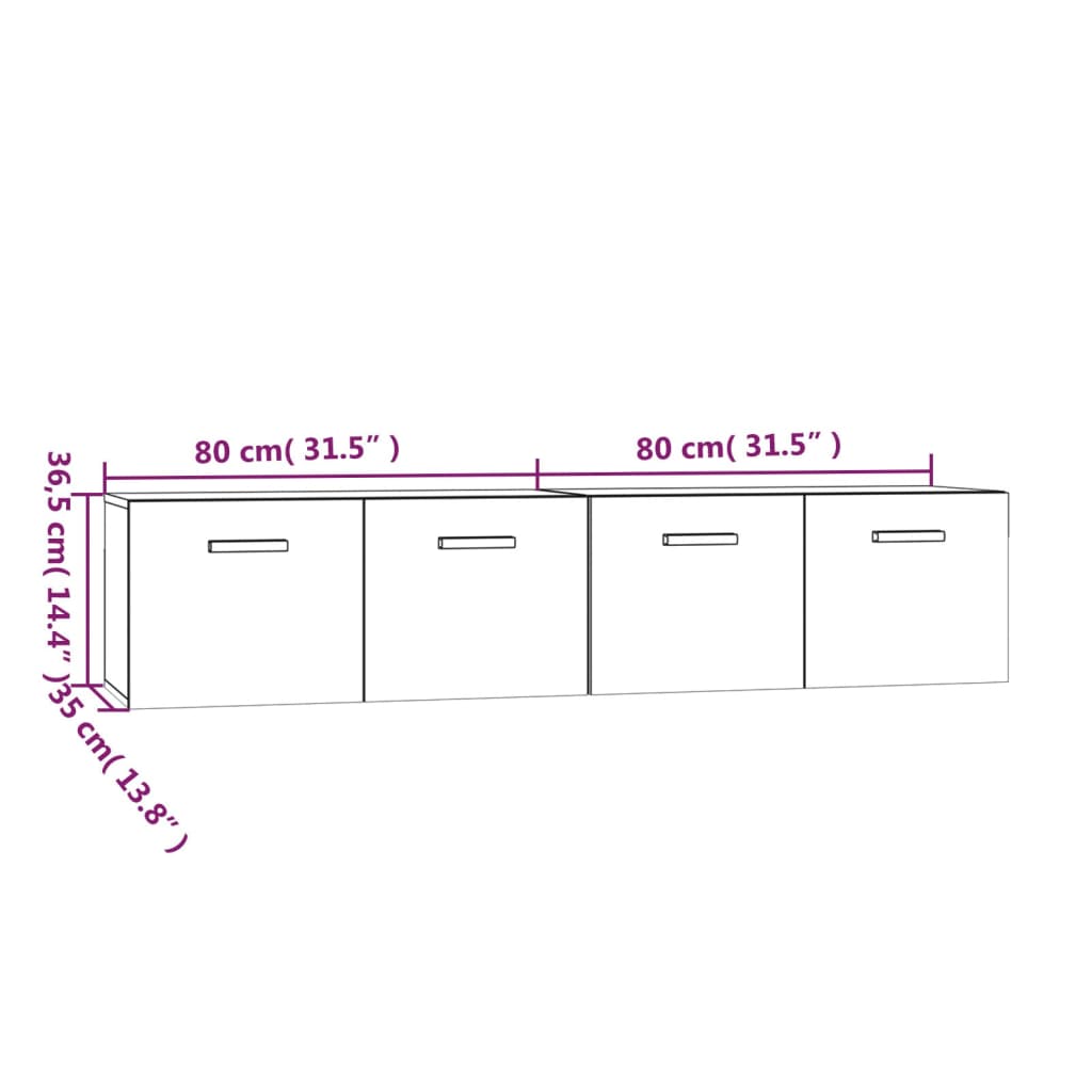 vidaXL Nástěnné skříňky 2 ks lesklé bílé 80 x 35 x 36,5 cm kompozit