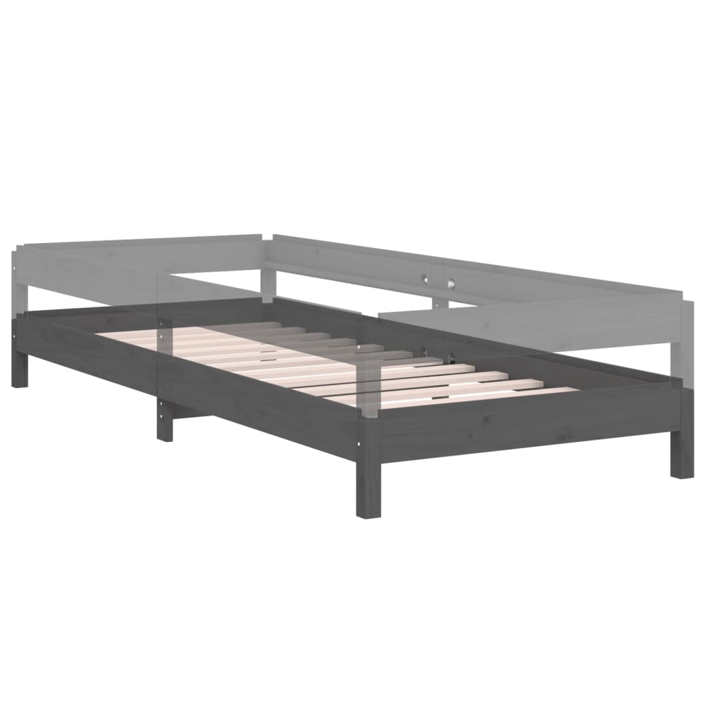 vidaXL Stohovatelná postel šedá 75 x 190 cm masivní borovice