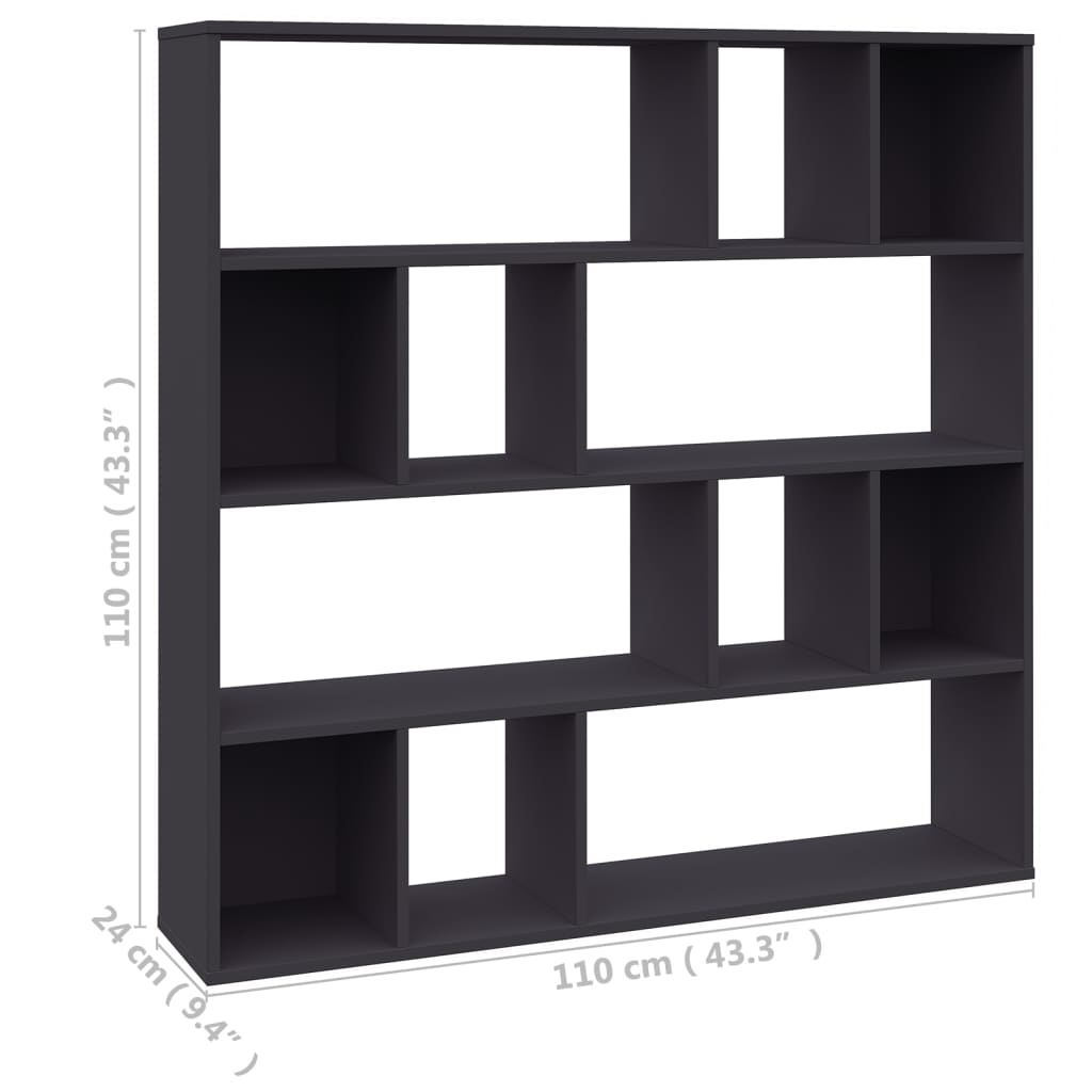 vidaXL Knihovna / dělící stěna šedá 110 x 24 x 110 cm dřevotříska