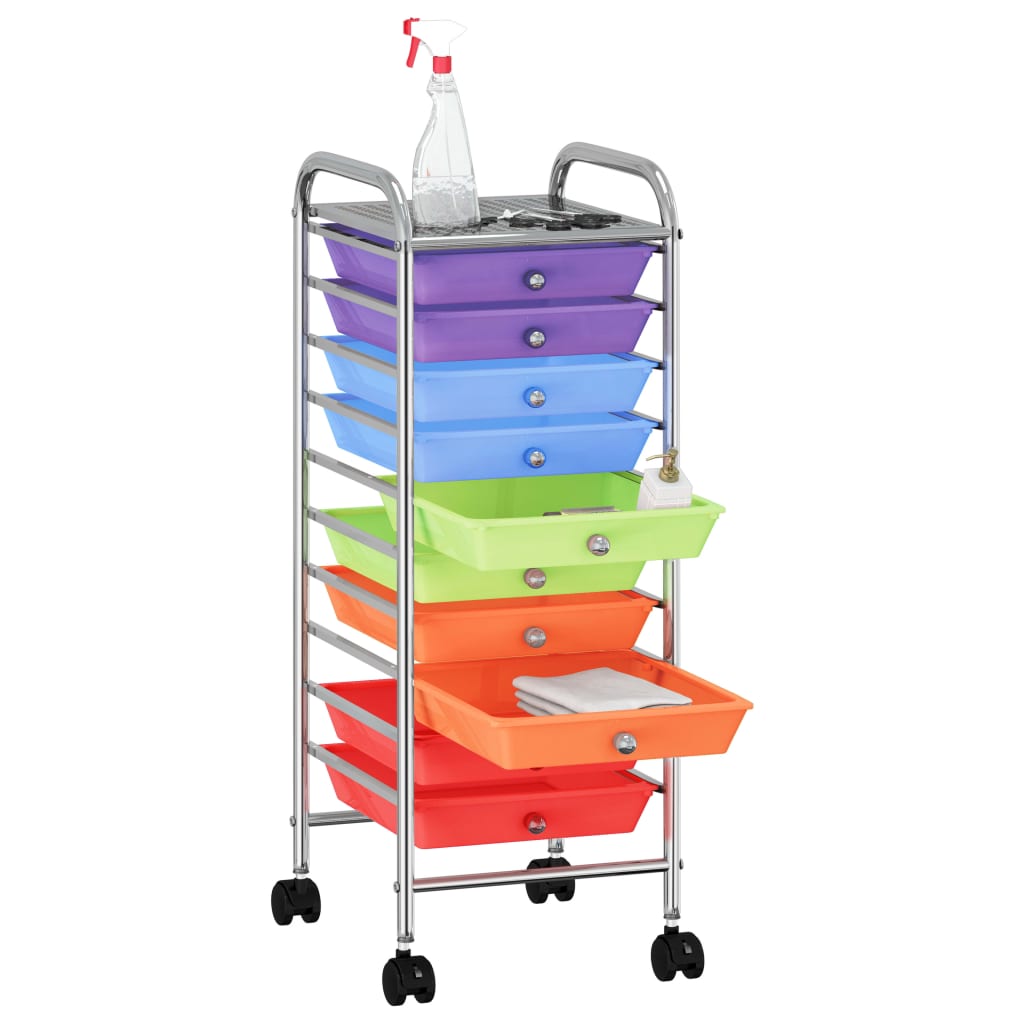 vidaXL Mobilní úložný vozík s 10 zásuvkami vícebarevný plastový