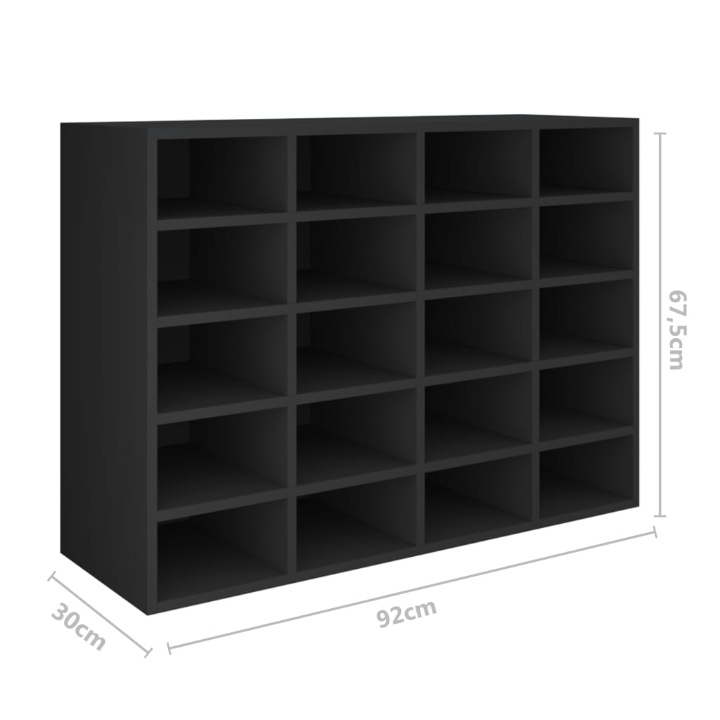 vidaXL Botník kompozitní dřevo 92 x 30 x 67,5 cm černý