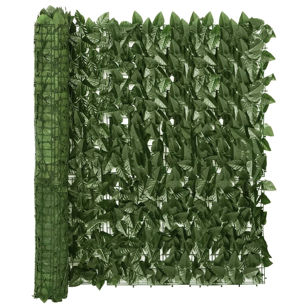 vidaXL Balkónová zástěna s tmavě zelenými listy 600 x 100 cm