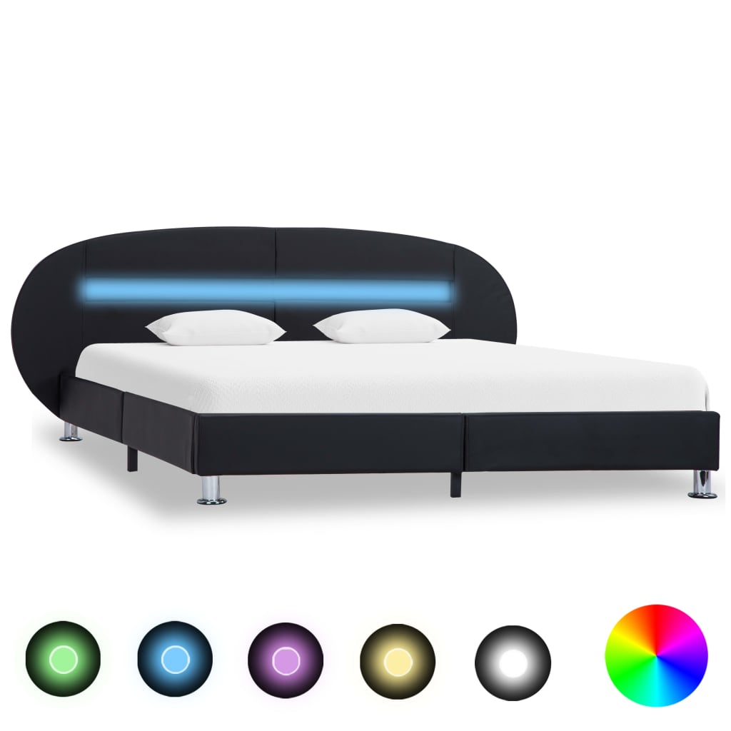vidaXL Rám postele s LED světlem černý umělá kůže 120 x 200 cm