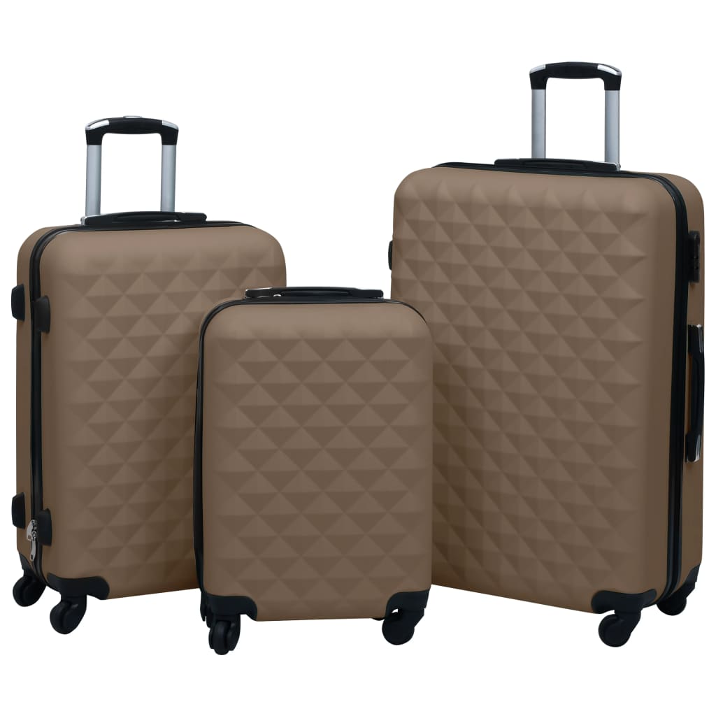 vidaXL Sada skořepinových kufrů na kolečkách 3 ks hnědá ABS