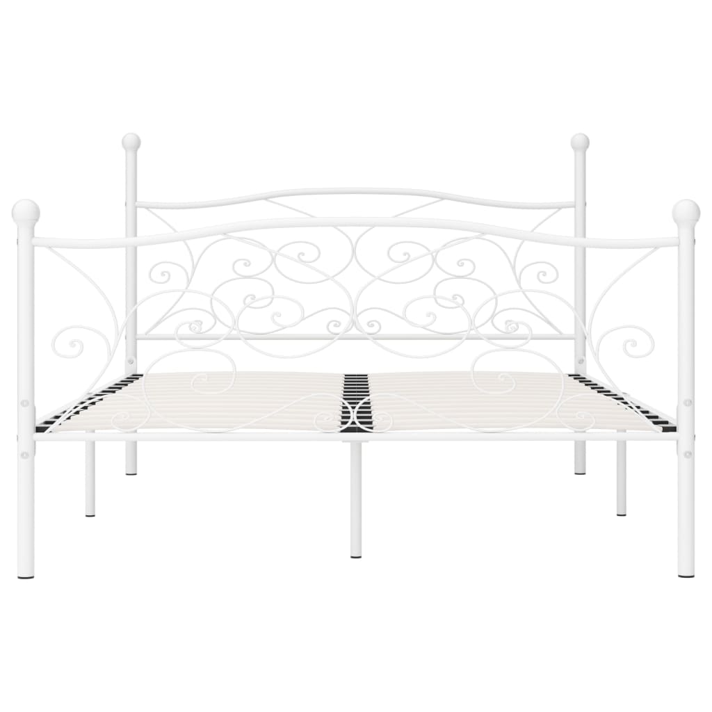 vidaXL Rám postele s laťkovým roštem bílý kov 140 x 200 cm