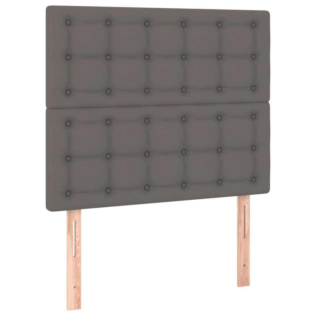 vidaXL Box spring postel s matrací šedá 90x200 cm umělá kůže
