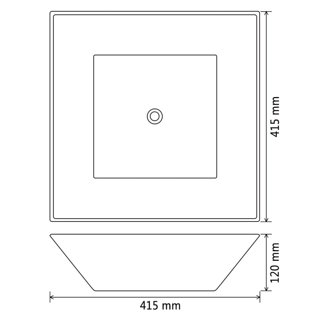 vidaXL Keramické umyvadlo čtvercové černé 41,5 x 41,5 x 12 cm