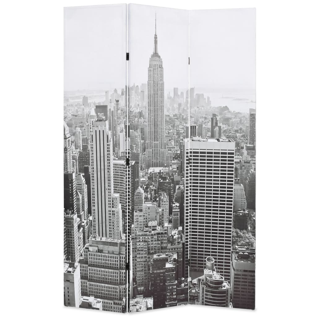 vidaXL Skládací paraván 120 x 170 cm New York by Day černobílý