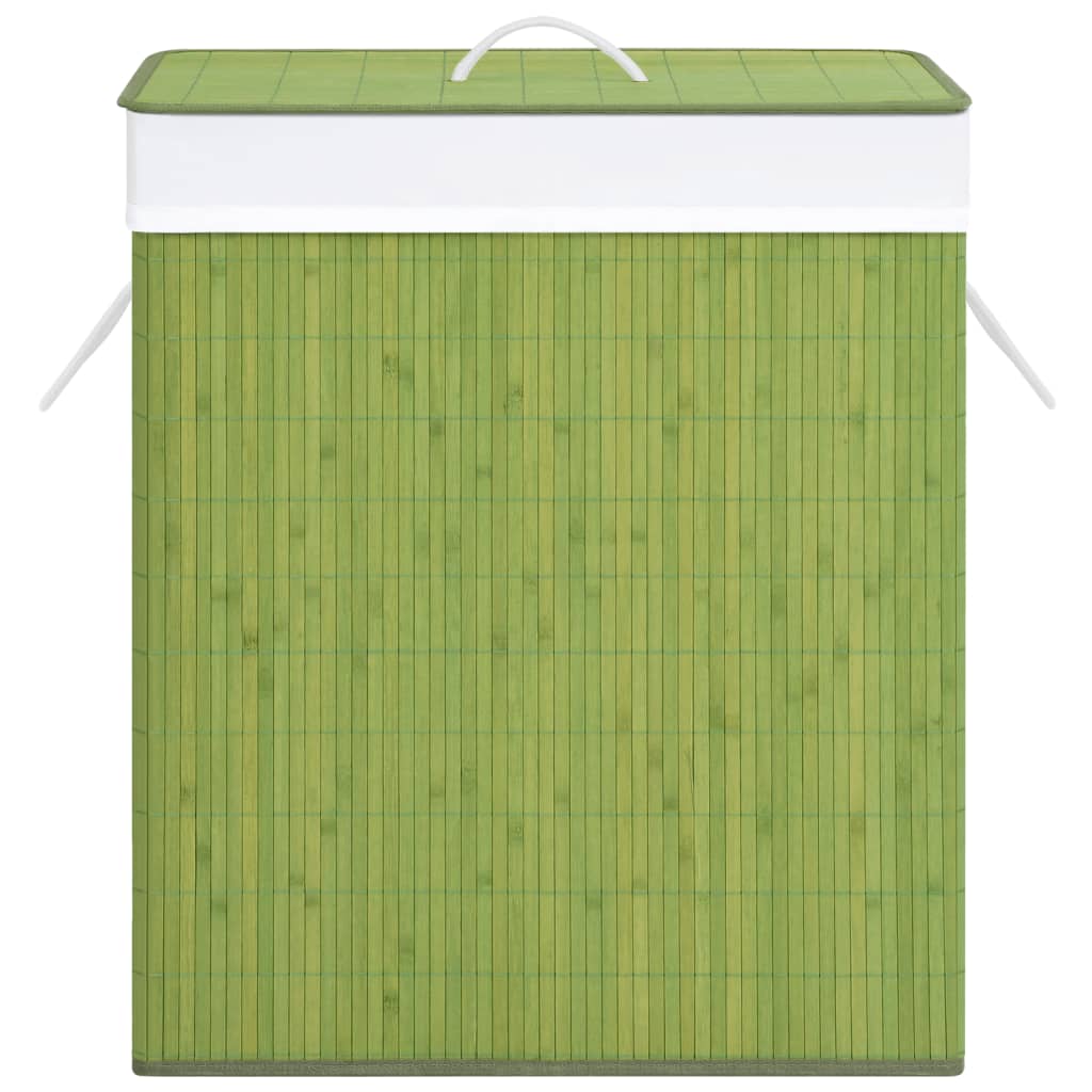 vidaXL Bambusový koš na prádlo se 2 přihrádkami zelený 100 l