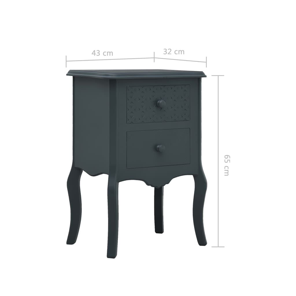 vidaXL Noční stolek šedý 43 x 32 x 65 cm MDF