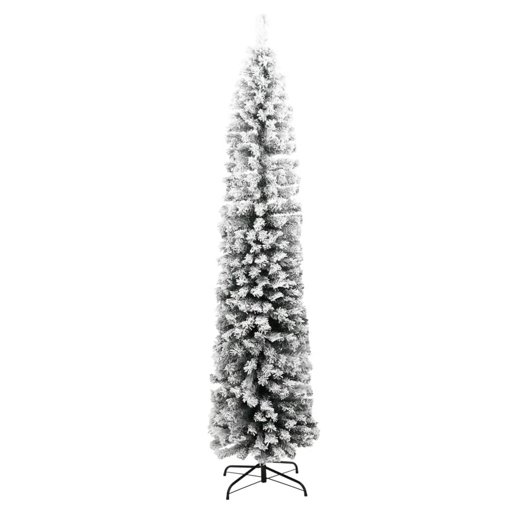 vidaXL Úzký umělý vánoční stromek zasněžený zelený 180 cm PVC