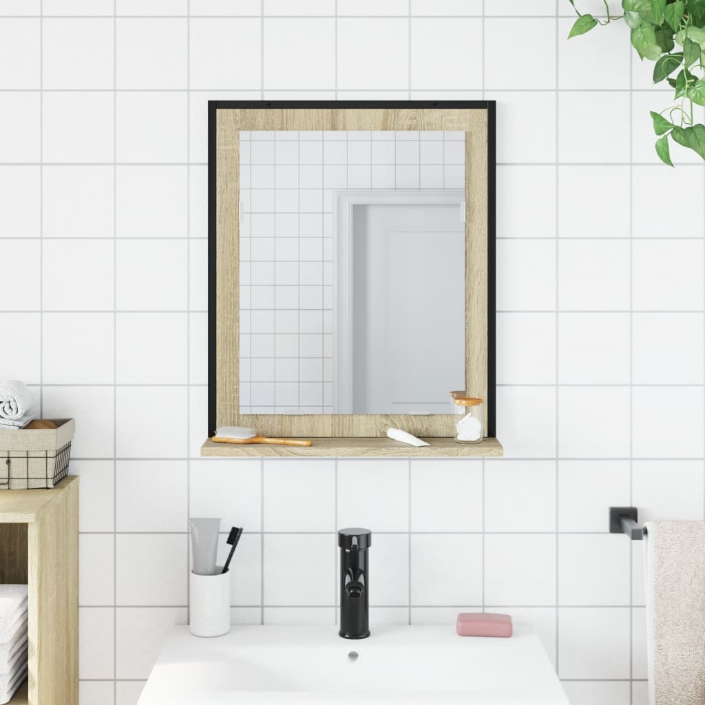 vidaXL Koupelnové zrcadlo s poličkou dub sonoma 50x12x60 cm kompozit