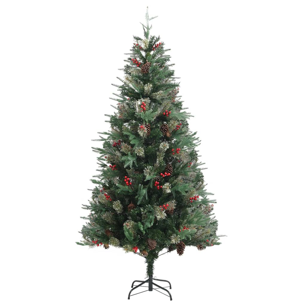 vidaXL Vánoční stromek se šiškami zelený 225 cm PVC a PE