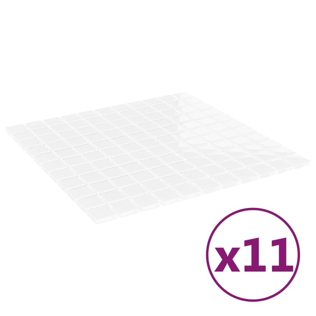 vidaXL Mozaikové dlaždice 11 ks bílé 30 x 30 cm sklo