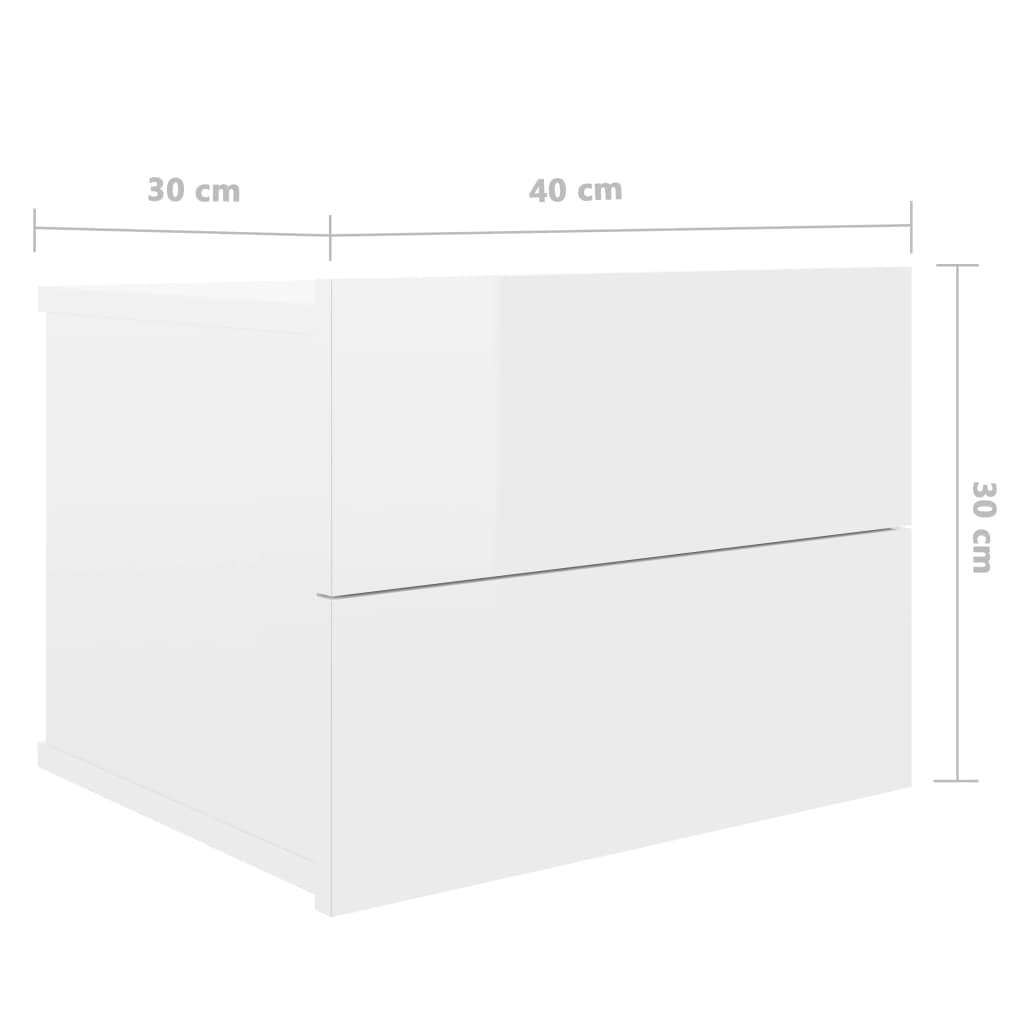vidaXL Noční stolky 2 ks bílé s vysokým leskem 40x30x30 cm dřevotříska