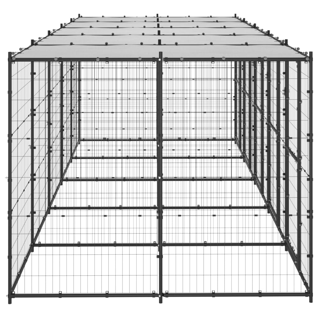 vidaXL Venkovní psí kotec se střechou ocel 12,1 m²