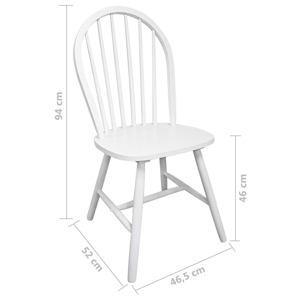 vidaXL Jídelní židle 2 ks bílé masivní kaučukovníkové dřevo