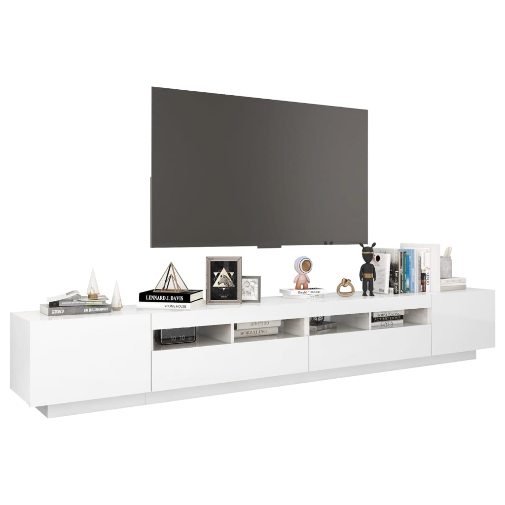 vidaXL TV skříňka s LED osvětlením bílá s vysokým leskem 260x35x40 cm